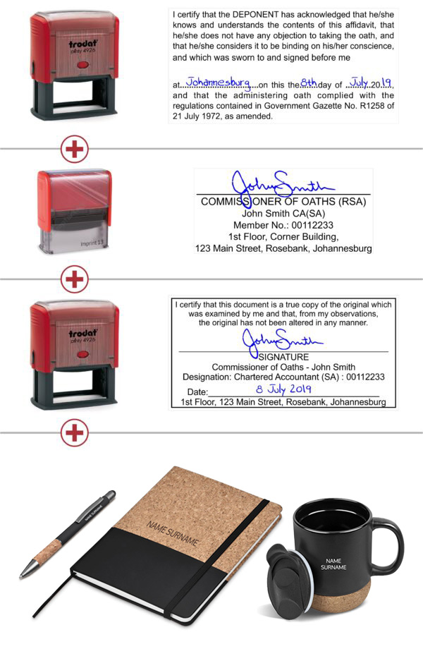 Commissioner of Oaths Rubber Stamp set